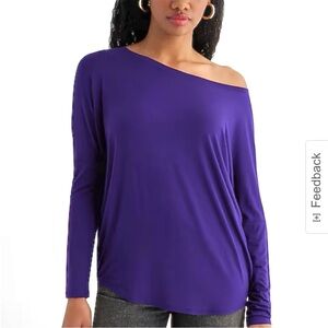 Express Long Sleeved Oversized London Tee Boat Neck Purple XS NWT